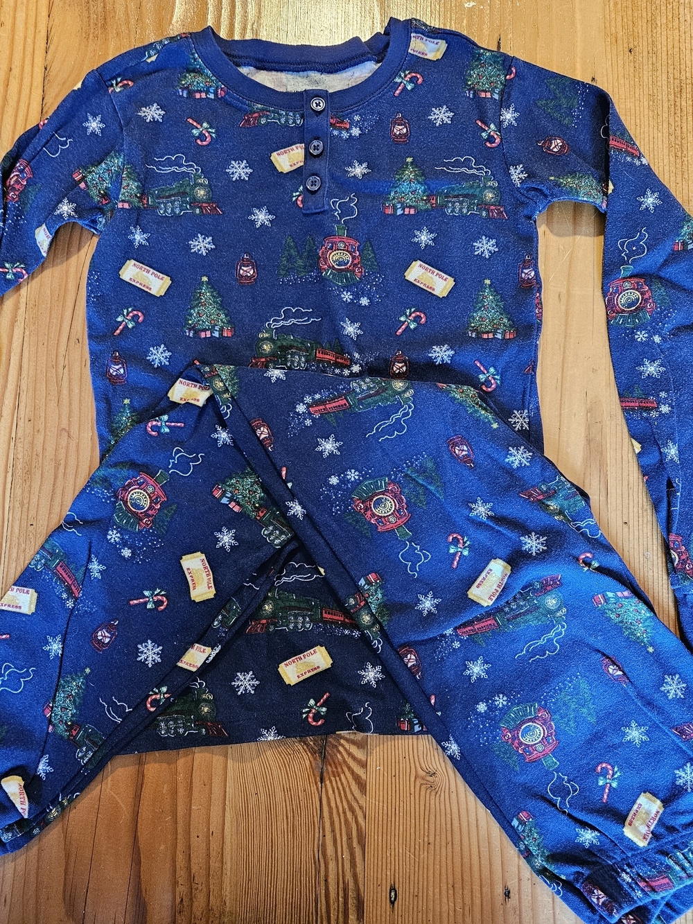 Gymboree Navy Blue Holiday Train Pajamas